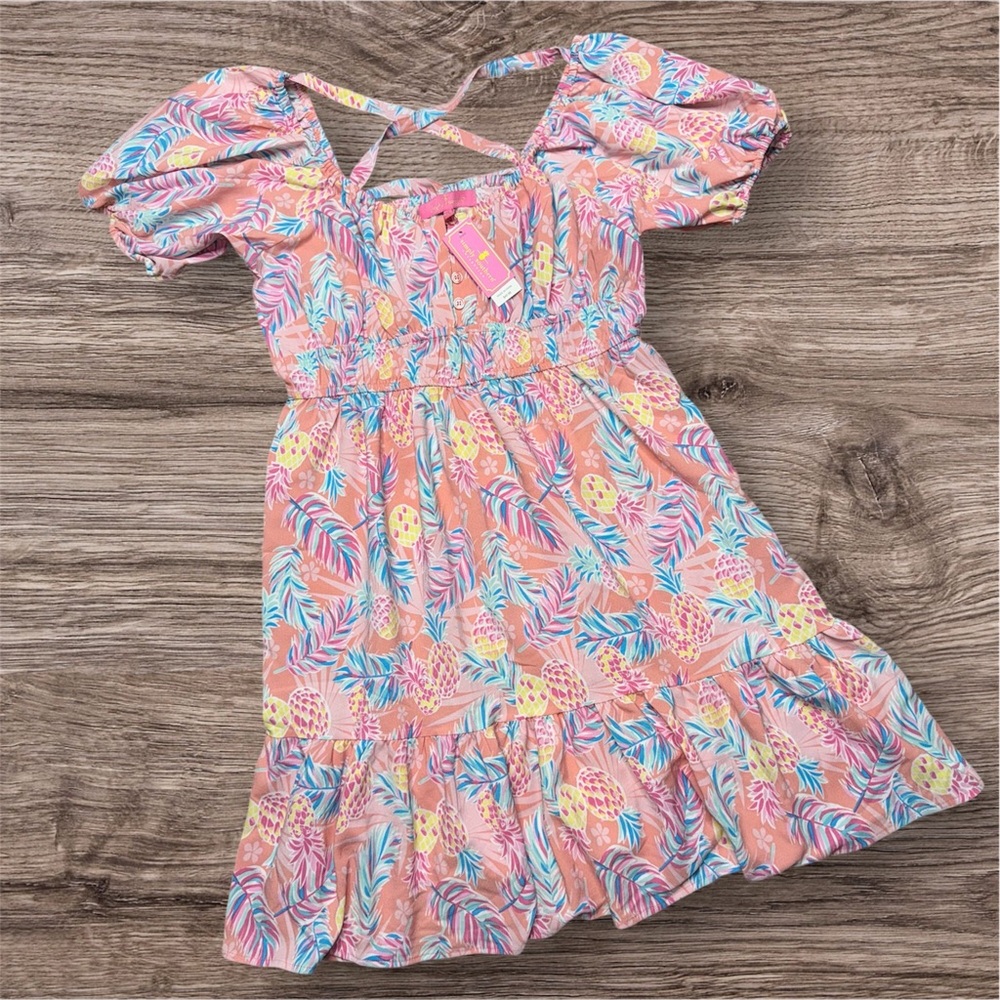Simply Southern Tie Back Pineapple Print Dress - Size Medium